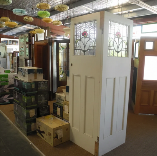 Edwardian Internal leadlight French Doors with Leadlight - Vintage Salvage Sydney