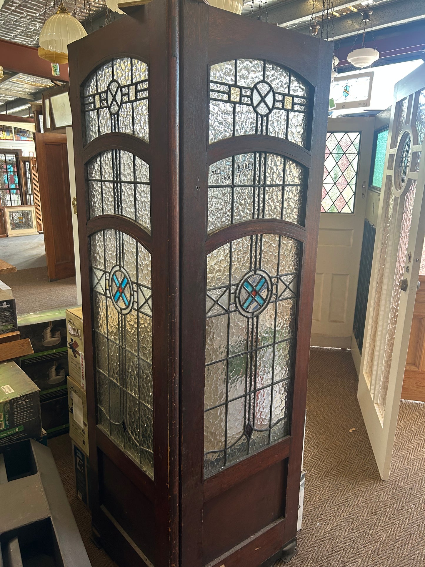 Antique Leadlight Room Divider