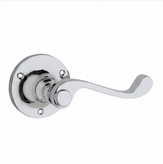 New Milton Lever - Rose Round Backplate - Satin Chrome - Brand New Tile