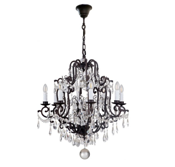 Salzburg 8 Light Crystal Glass Chandelier Light Bronze
