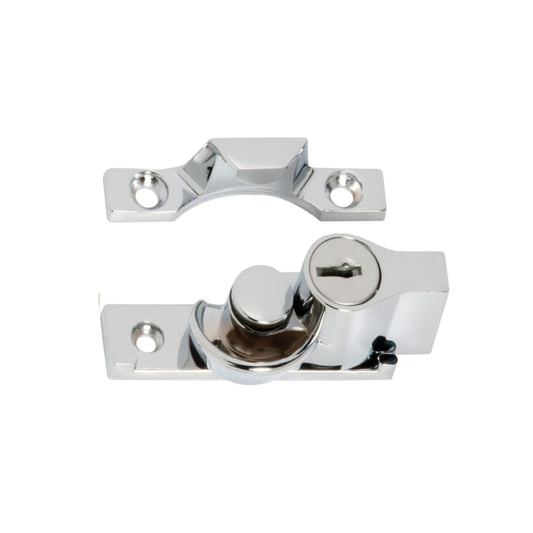 New Key Operated Narrow Locking Sash Fastener - Anti-Tarnish Brass - Brand New
