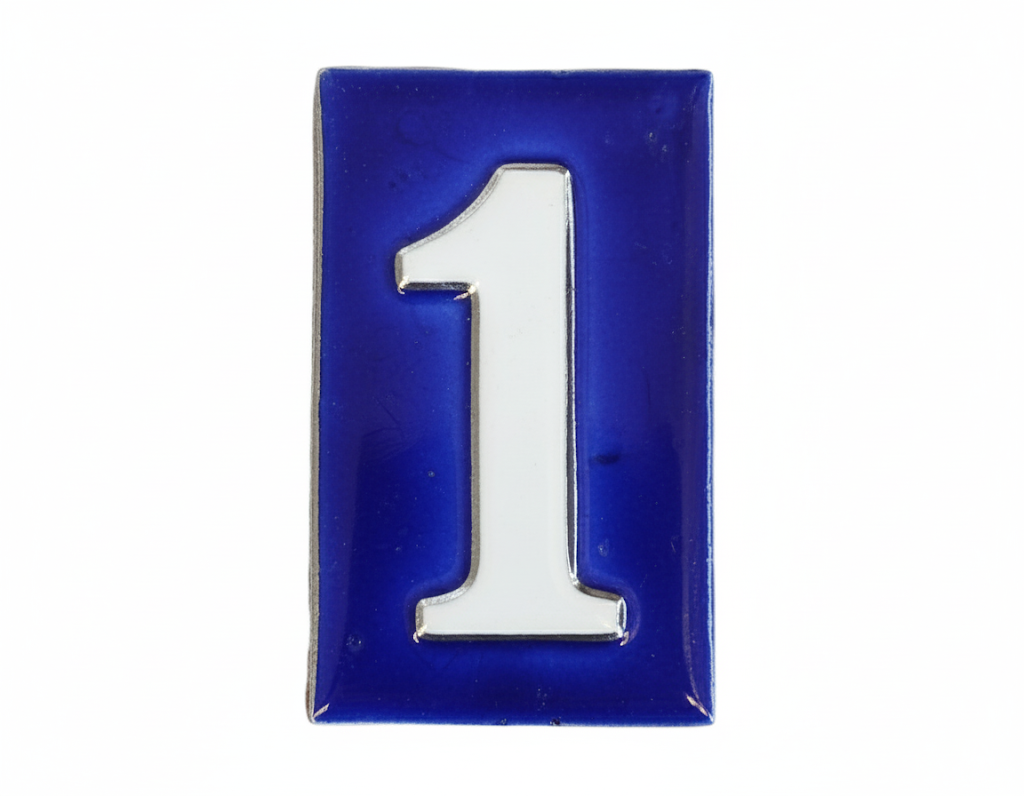Number 1 - French Style Blue and White Numbers