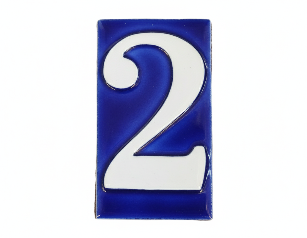 Number 2 - French Style Blue and White Numbers
