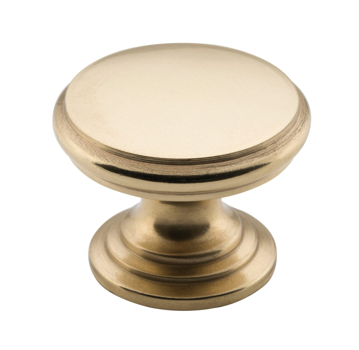 Flat Cupboard Knob – D32xP23mm - Polished Brass