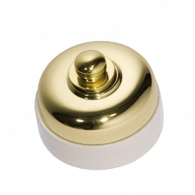 Porcelain Base LED Dimmer - Polished Brass