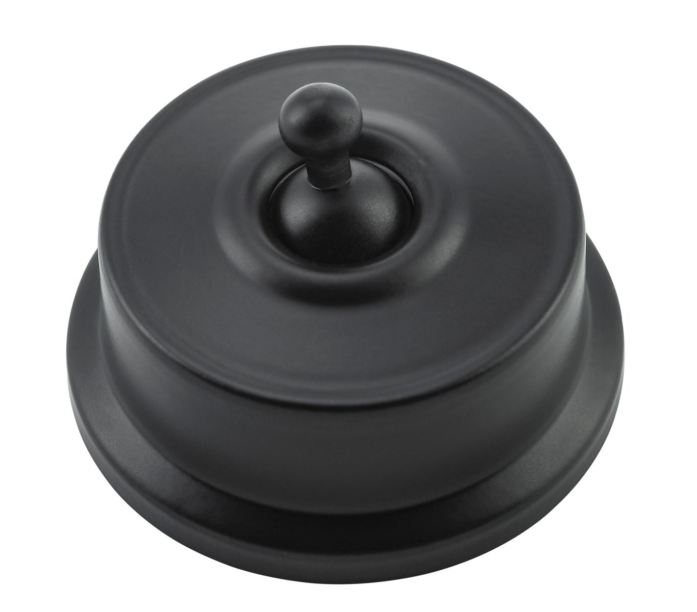 Close-up of a Federation Light Switch with a square or rectangular plate and a decorative edge, featuring a classic toggle or dolly switch, shown in a heritage metal finish.