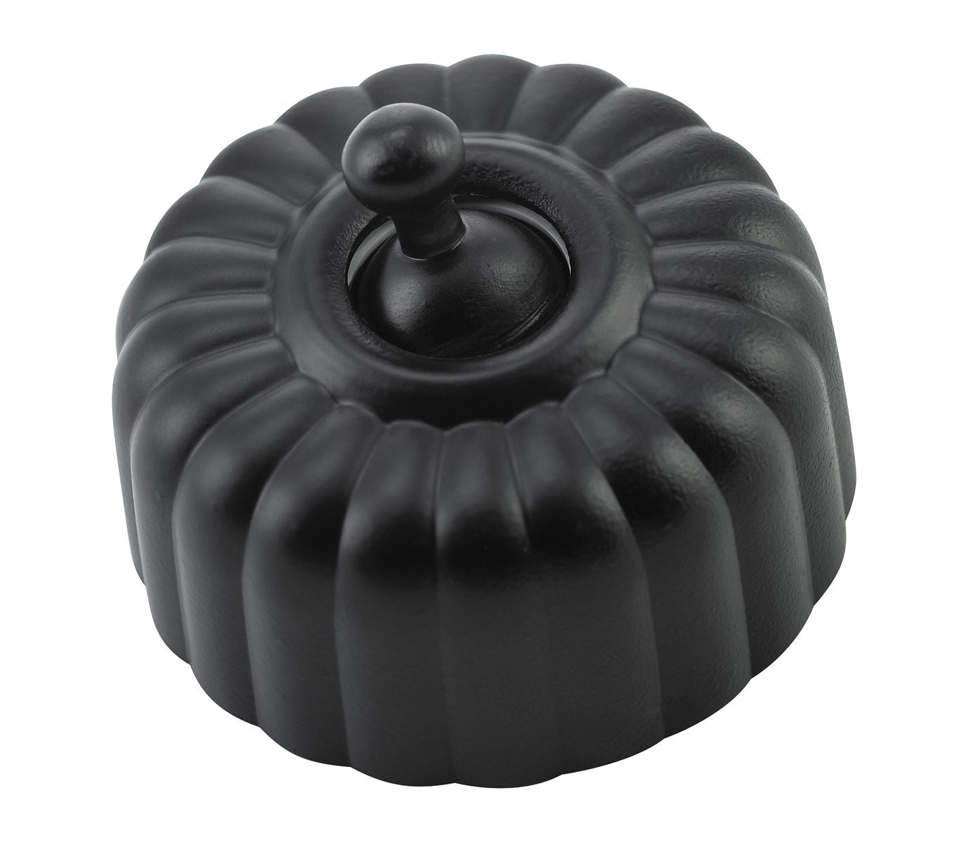 Close-up of a Fluted Light Switch wall plate and dolly switch, distinguished by its unique vertical ridged/ribbed design and presented in a polished or brushed metal finish.