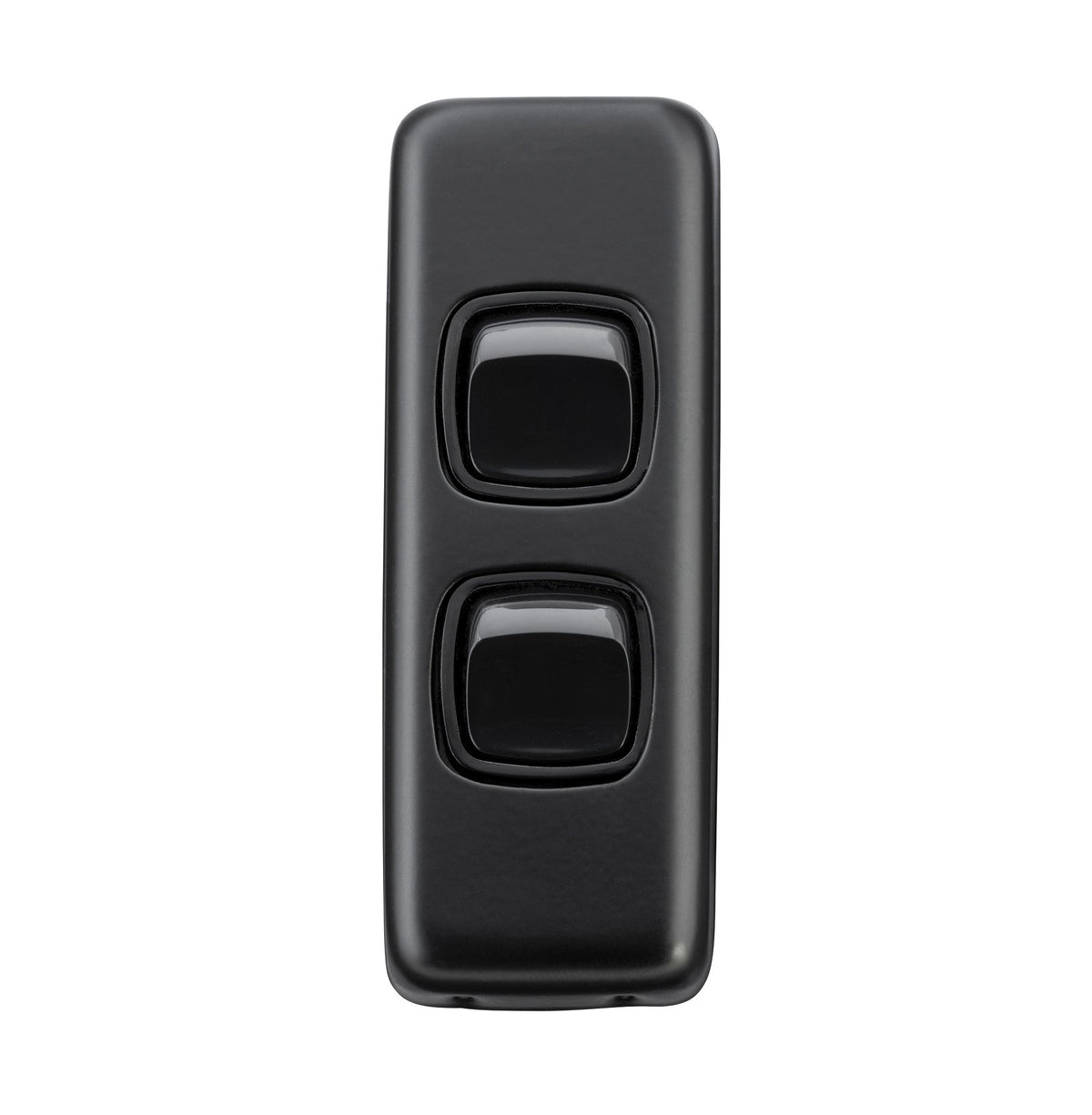 2 Gang Flat Plate Rocker Switches – W30mm - Matt Black