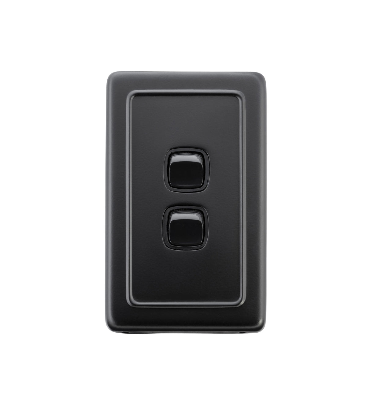 2 Gang Flat Plate Rocker Switches – W72mm - Matt Black
