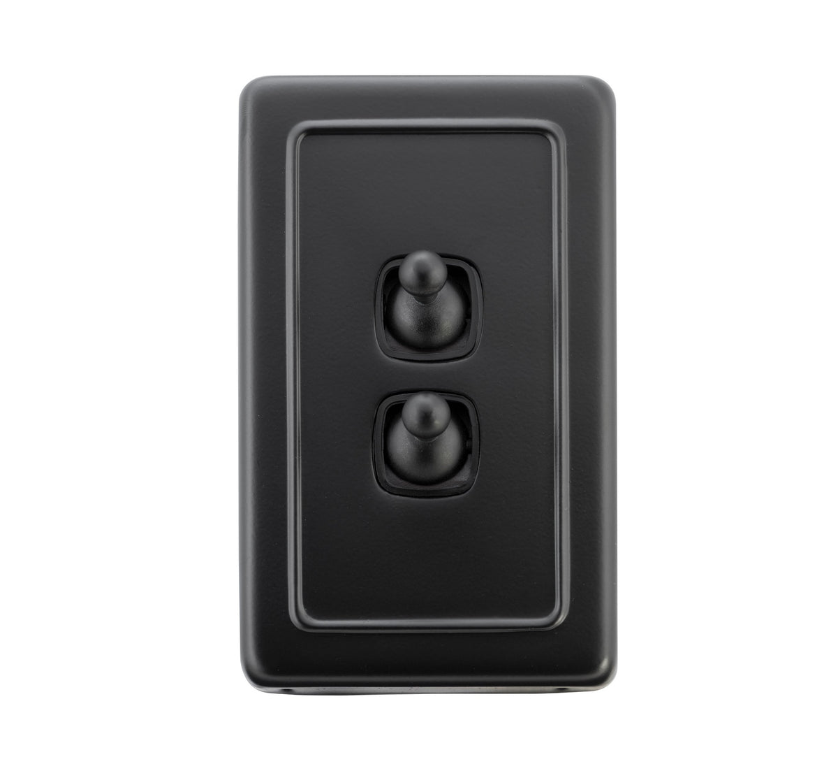 2 Gang Flat Plate Toggle Switches – W72mm - Matt Black