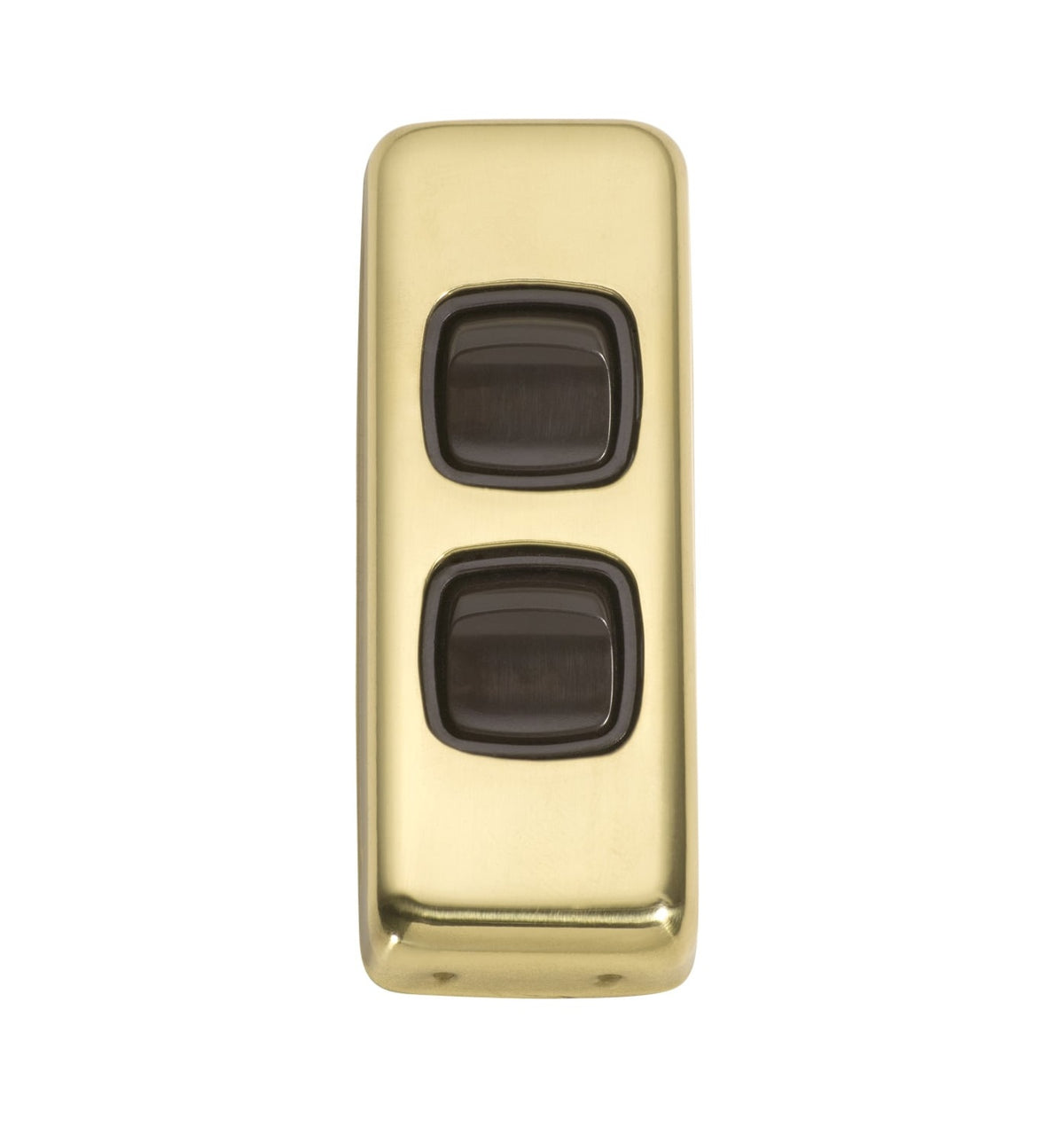 2 Gang Flat Plate Rocker Switches – W30mm - Polished Brass