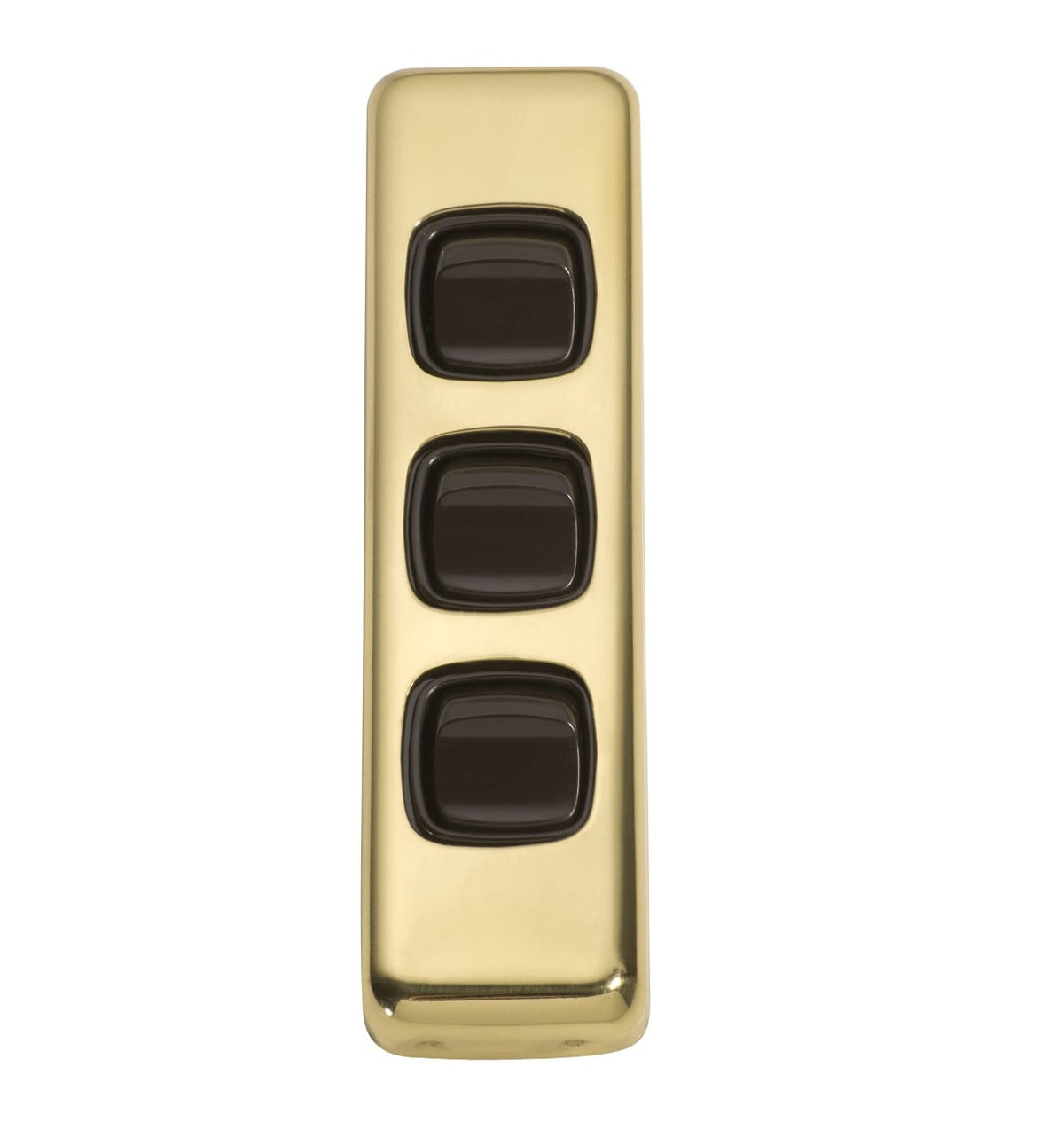 3 Gang Flat Plate Rocker Switches – W30mm - Polished Brass