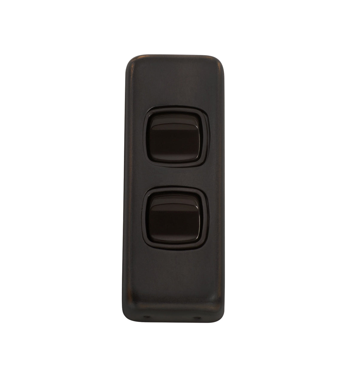 2 Gang Flat Plate Rocker Switches – W30mm - Antique Copper