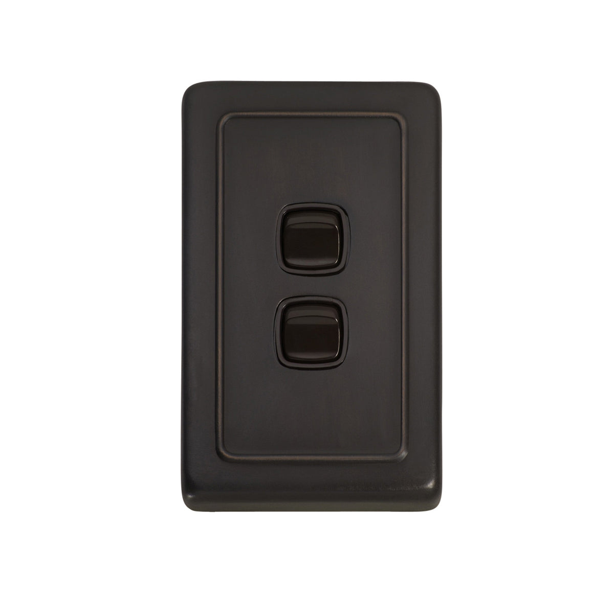 2 Gang Flat Plate Rocker Switches – W72mm - Antique Copper