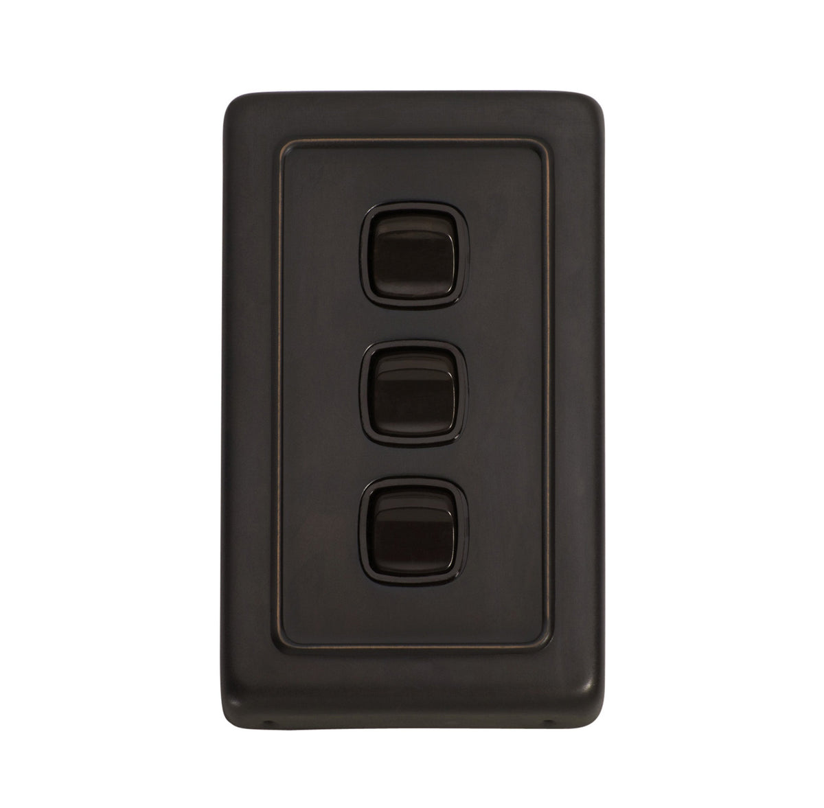 3 Gang Flat Plate Rocker Switches – W72mm - Antique Copper