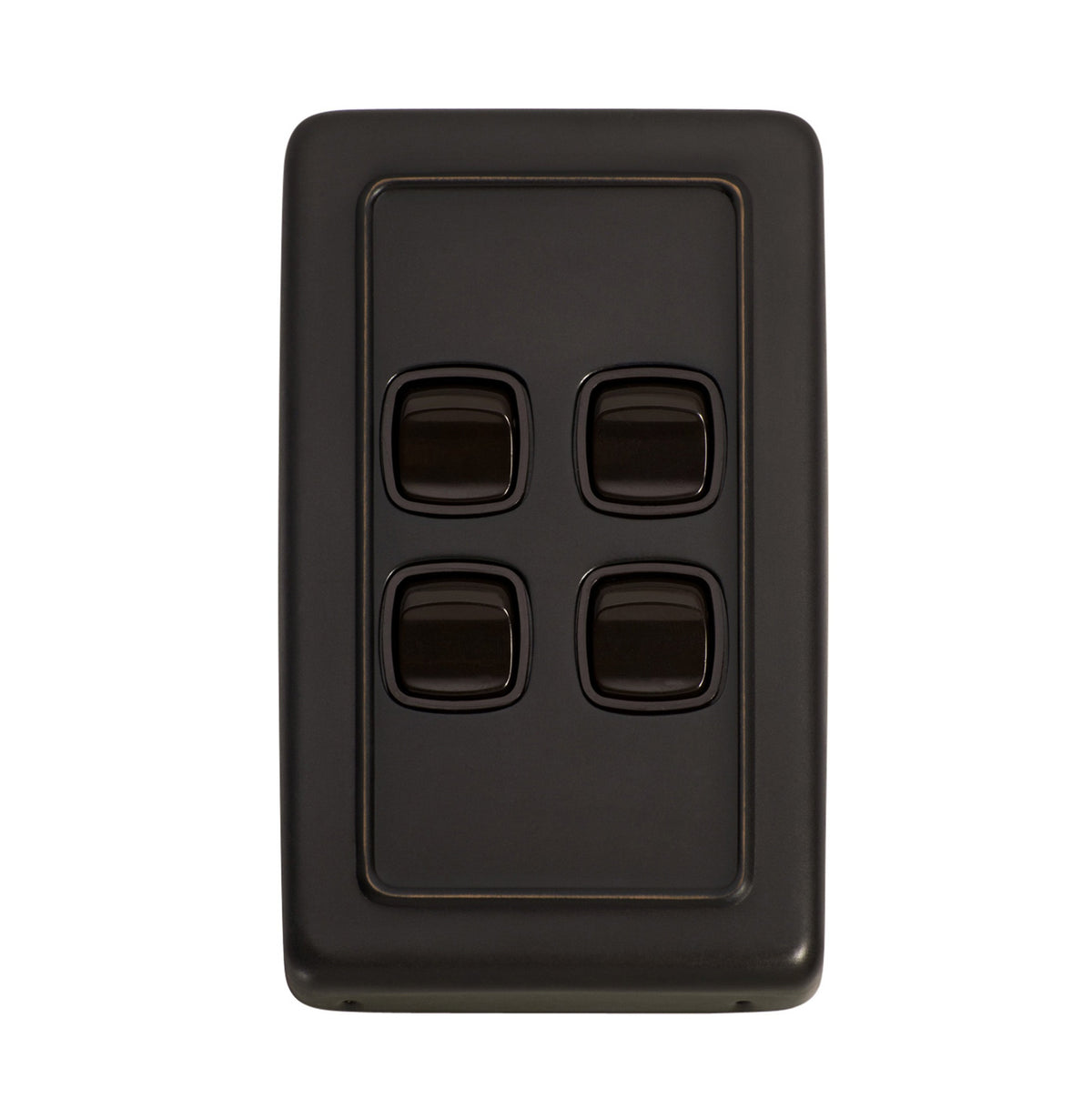 4 Gang Flat Plate Rocker Switches – W72mm - Antique Copper