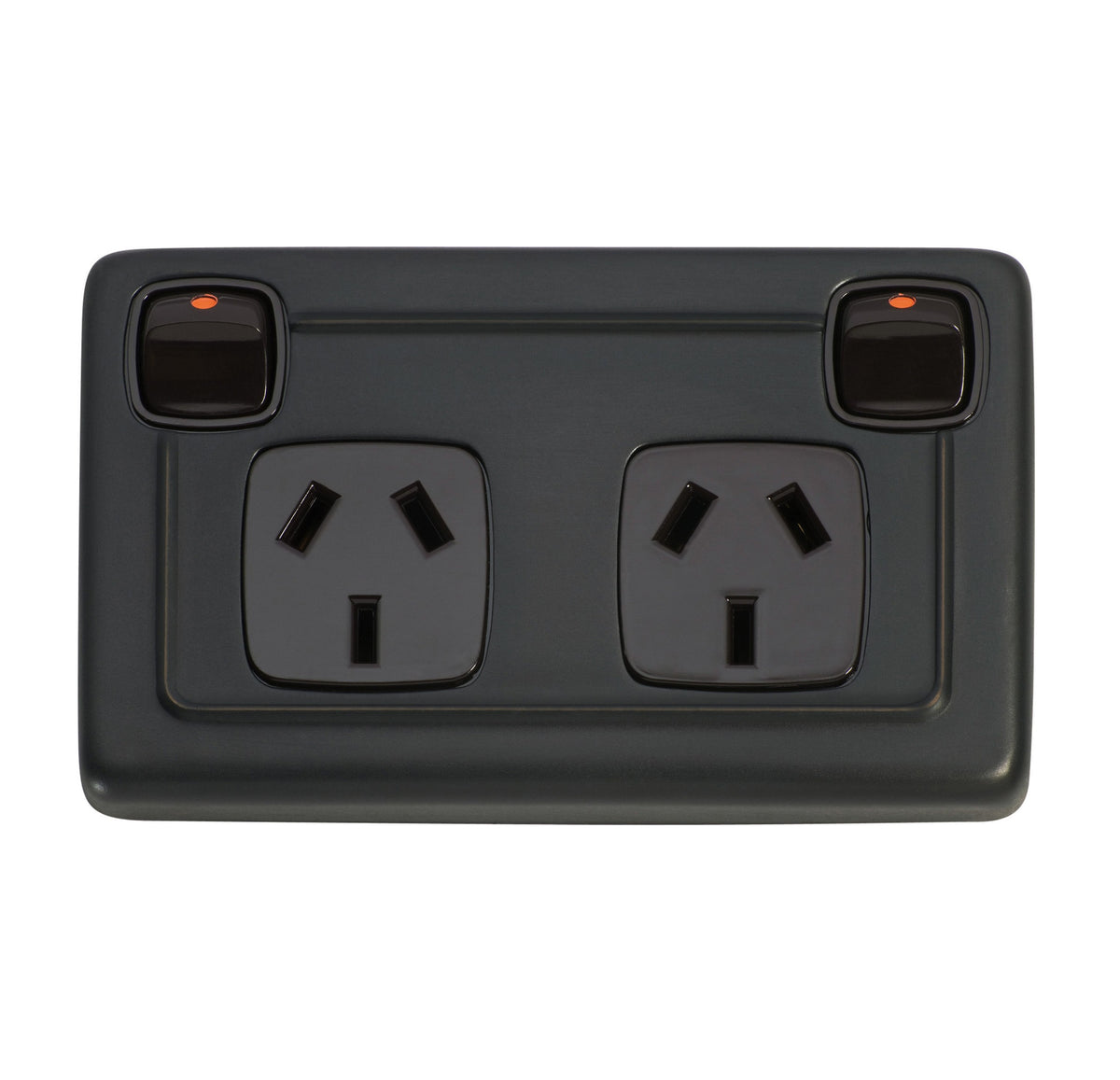 2 Gang Flat Plate Rocker Switches with Double Socket - Antique Copper