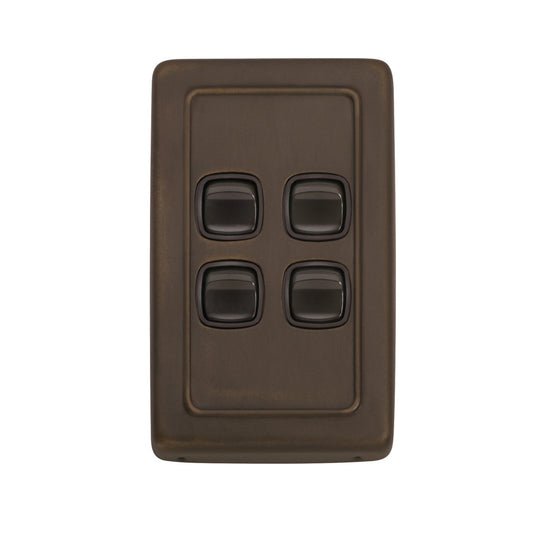 4 Gang Flat Plate Rocker Switches – W72mm