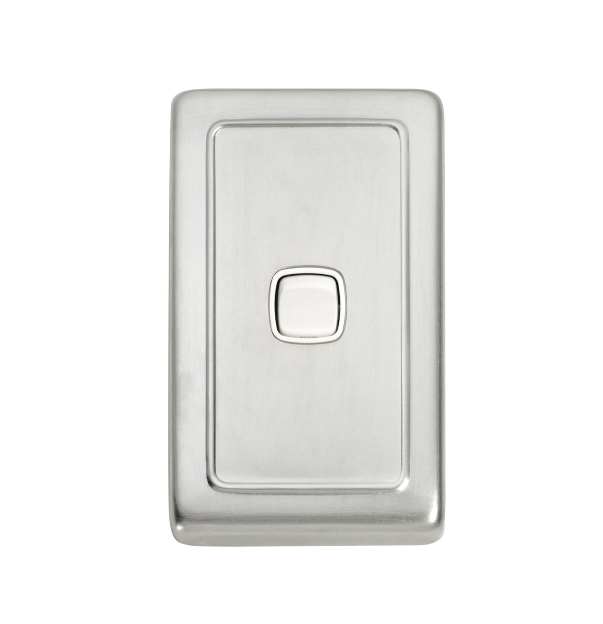 1 Gang Flat Plate Rocker Switches – W72mm - Satin Chrome