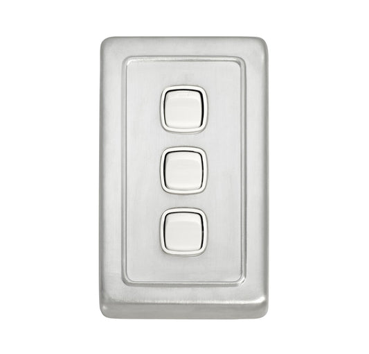 3 Gang Flat Plate Rocker Switches – W72mm