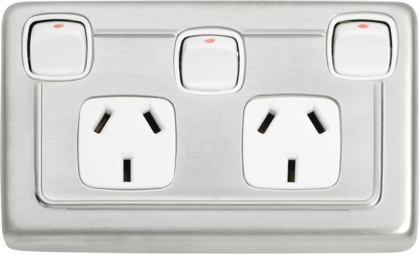 New Gang Flat Plate Rocker Switches with Socket - 3 - Brand New Tile