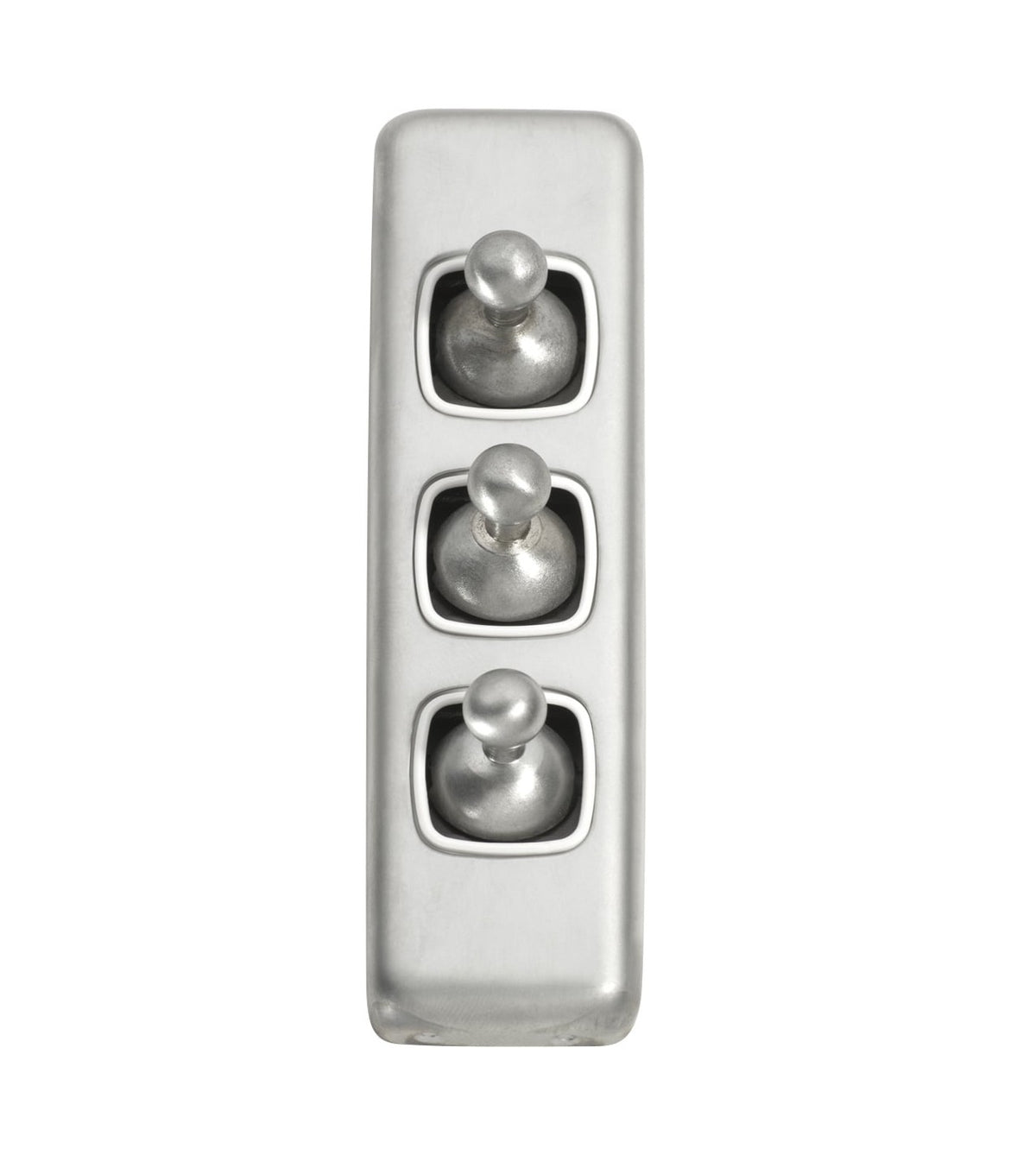 3 Gang Flat Plate Toggle Switches – W30mm - Satin Chrome