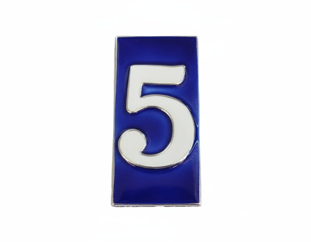 Number 5 - French Style Blue and White Numbers