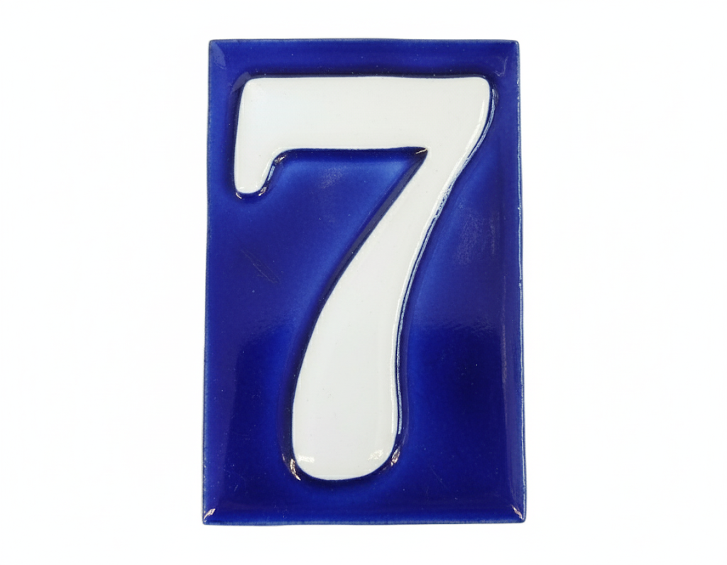 Number 7 - French Style Blue and White Numbers
