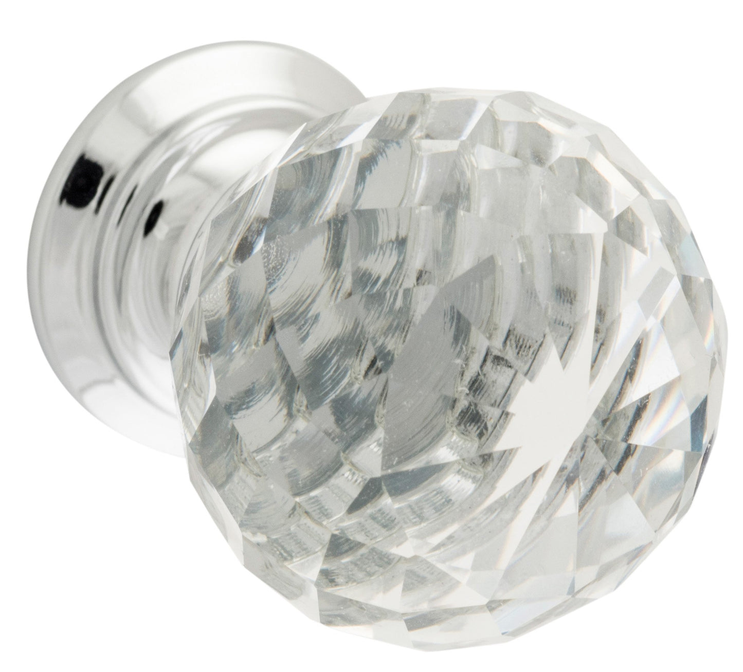 Clear Cut Diamond Cut Glass Cupboard Knob