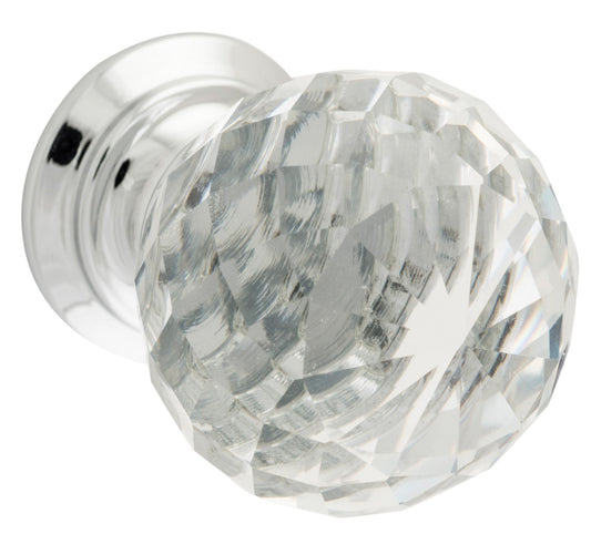 New Clear Cut Diamond Cut Glass Cupboard Knob - 26mm x 30mm x 42mm - Brand New Tile
