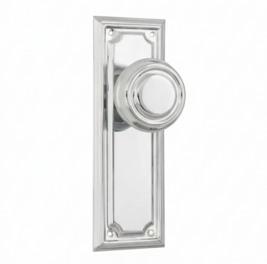 New Edwardian Knob - Long Backplate - Antique Brass - Brand New Tile