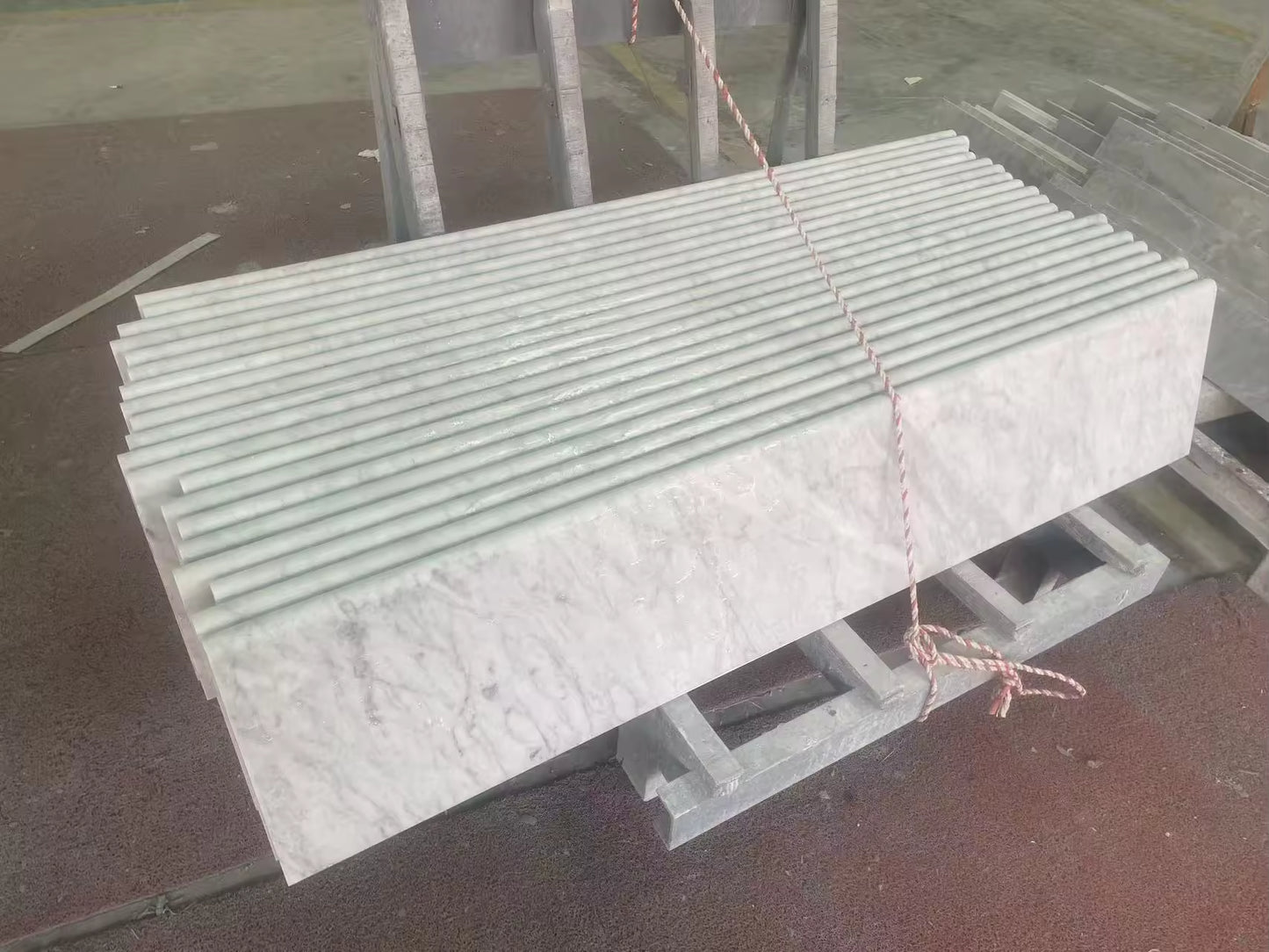 Bullnose Slate Step Treads - White Carrara