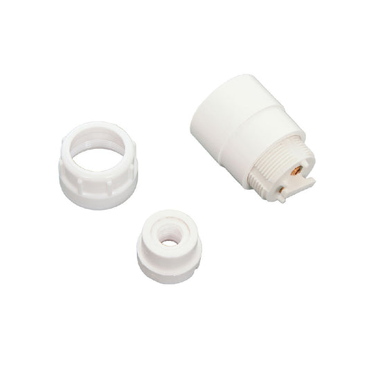 Switched Lampholder BC 10mm Black & White - White - Original Vintage Salvage Tile