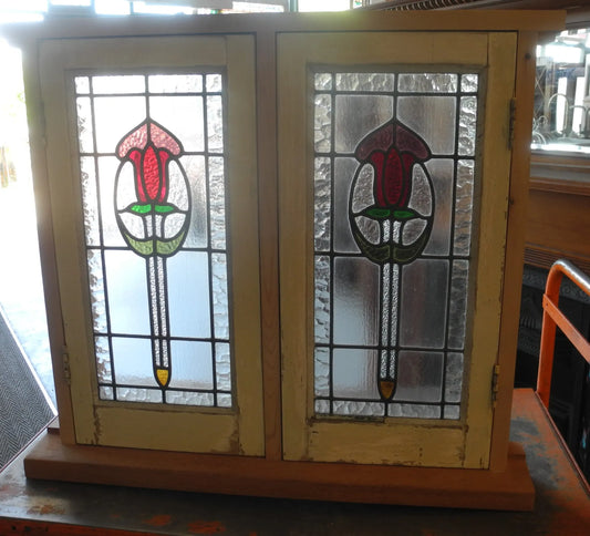 Double Casement Leadlight Window - Original Vintage Salvage Window