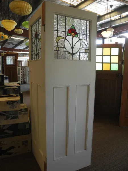 Edwardian Internal leadlight French Doors with Leadlight - Vintage Salvage Sydney