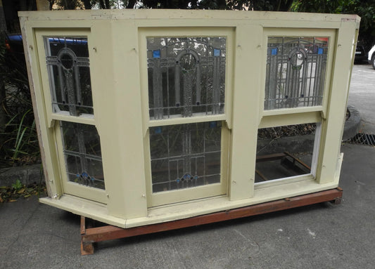 Federation Leadlight Bay Window - Original Vintage Salvage Window