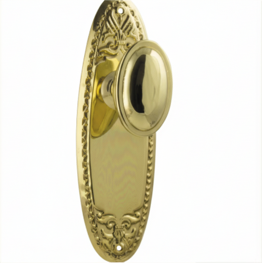 New Fitzroy Knob - Long Backplate - Polished Brass - Brand New Tile
