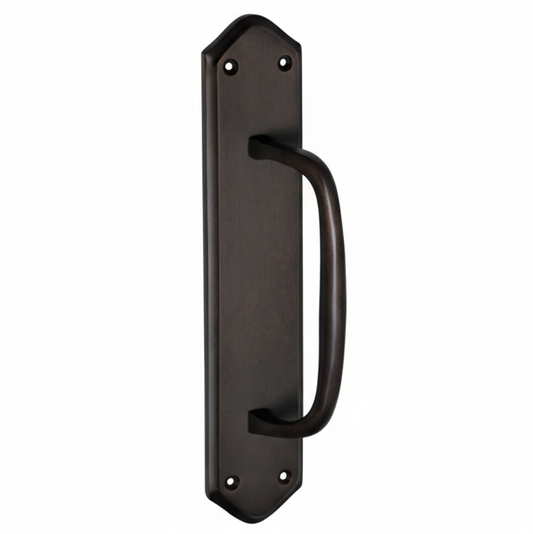 New Offset Pull Handle on Backplate - Antique Copper - Brand New Tile