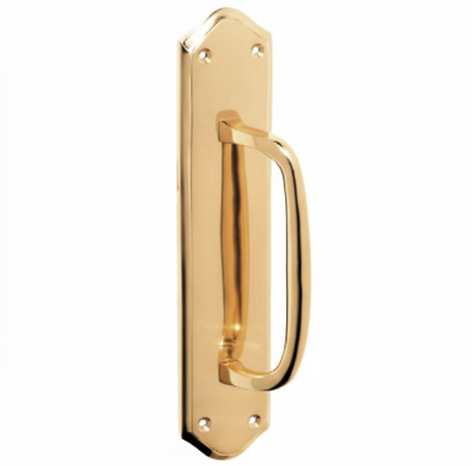 New Offset Pull Handle on Backplate - Antique Brass - Brand New Tile