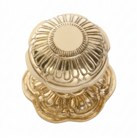 Ornate Centre Door Knob Polished Brass Sydney