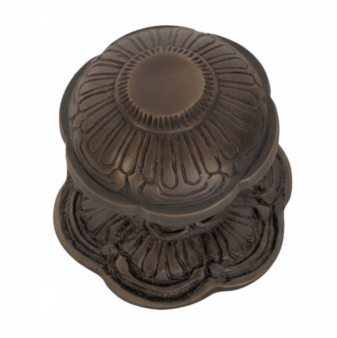 Ornate Centre Door Knob Antique Copper