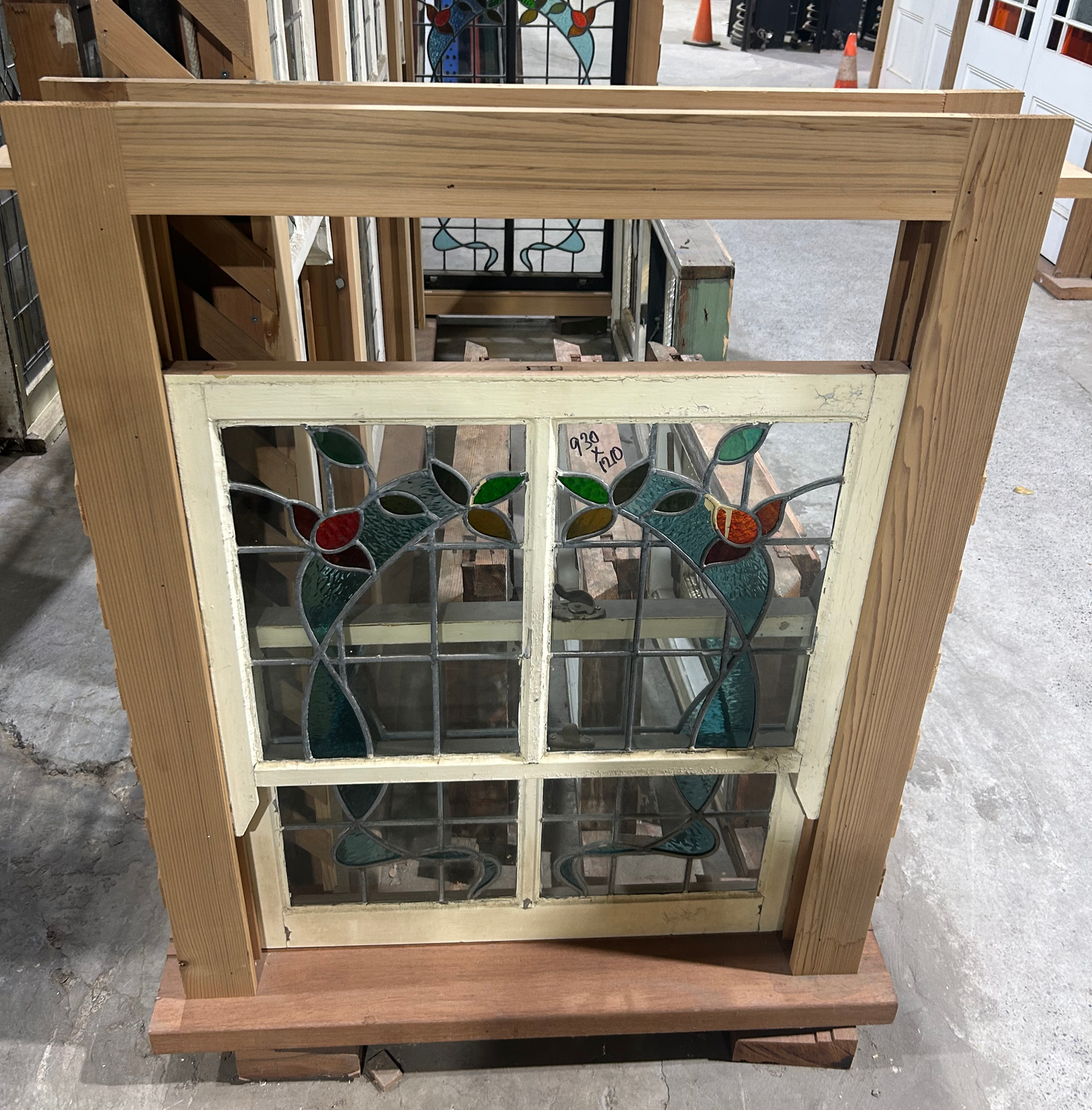 Pair Double Hung Leadlight Windows
