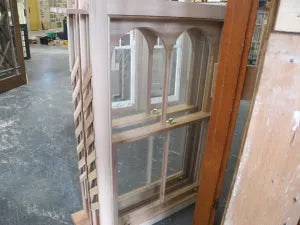 Pair New Double Hung Double Arched Window - Original Vintage Salvage Tile