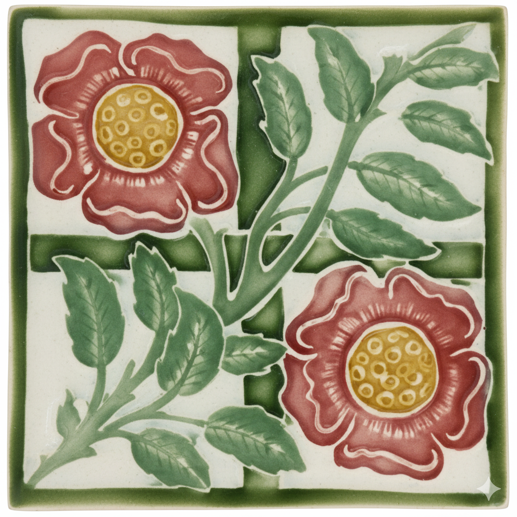 2 Burgundy Flowers, Grey Background