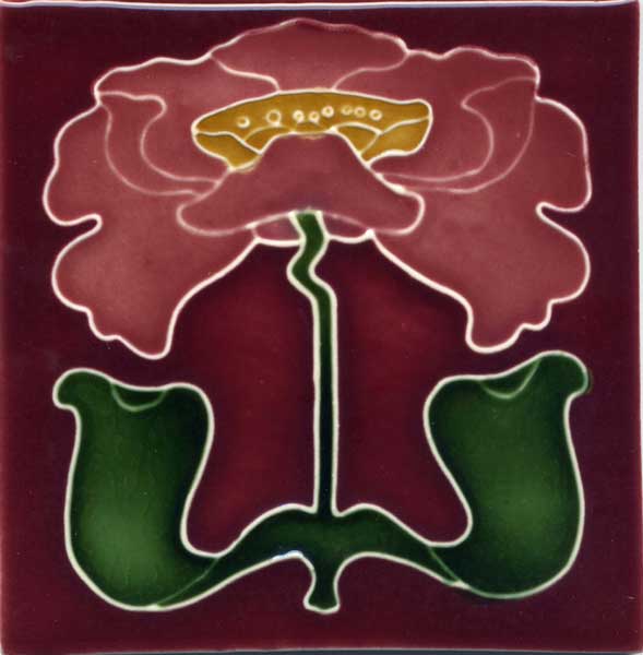 Pink Flower, Burgundy Background