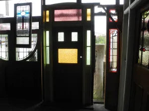 Premium solid timber Federation front door set with historic leadlight glass inserts available to buy at Chippendale Restorations.