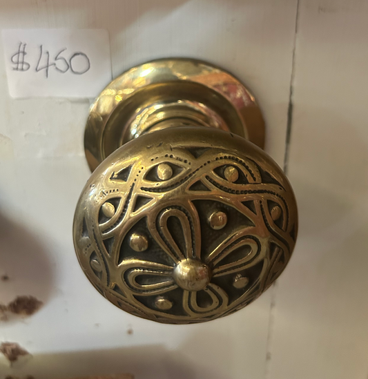 Brass Centre Door Knob - Reclaimed Vintage Centre Door Knob
