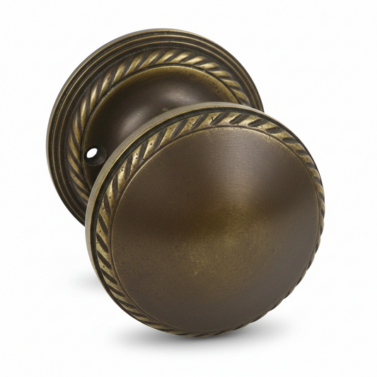 Solid Brass Victorian Rope Edge Centre Door Knob