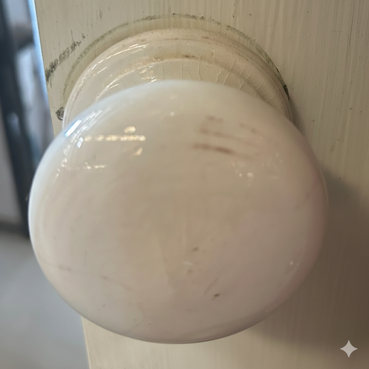 White Porcelain Victorian Centre Door Knob
