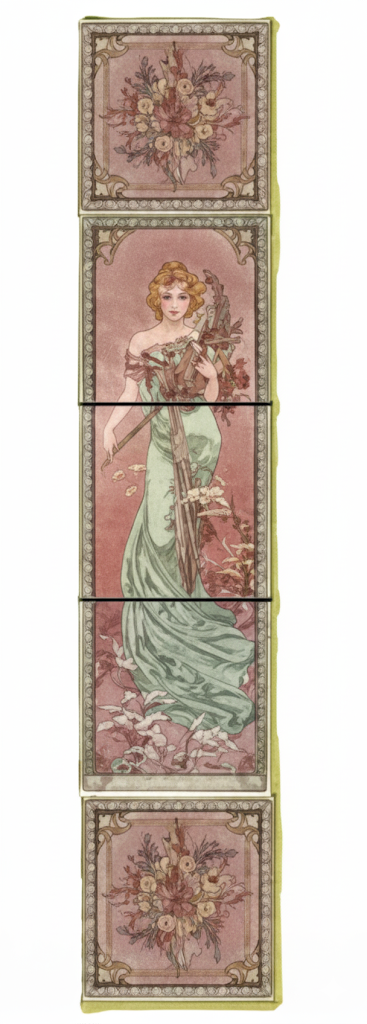 Mucha Spring "Left" and "Right" 5 Tile Set - Right - Original Vintage Salvage Tile